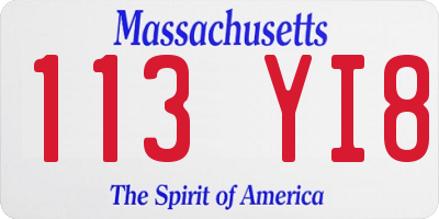 MA license plate 113YI8