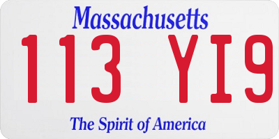 MA license plate 113YI9