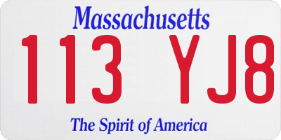 MA license plate 113YJ8