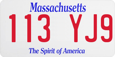 MA license plate 113YJ9