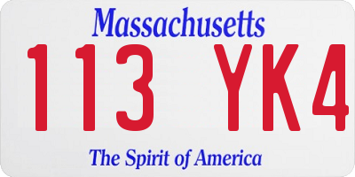 MA license plate 113YK4
