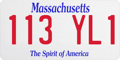 MA license plate 113YL1