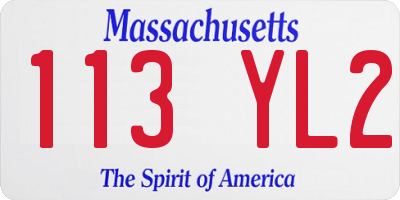 MA license plate 113YL2