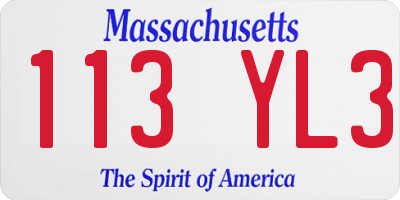 MA license plate 113YL3