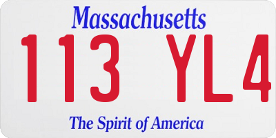 MA license plate 113YL4