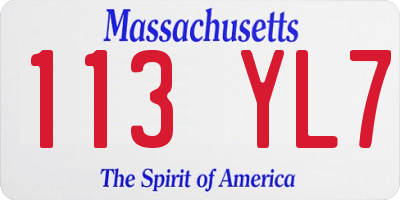 MA license plate 113YL7