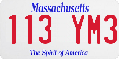 MA license plate 113YM3