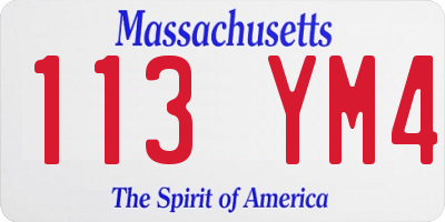 MA license plate 113YM4
