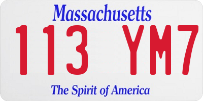 MA license plate 113YM7