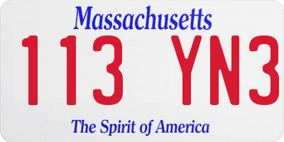 MA license plate 113YN3