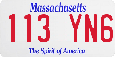MA license plate 113YN6