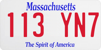MA license plate 113YN7