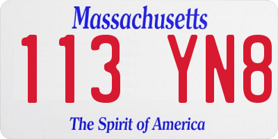 MA license plate 113YN8