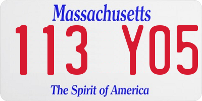 MA license plate 113YO5