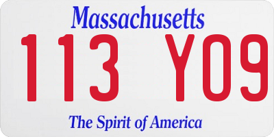 MA license plate 113YO9