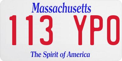 MA license plate 113YP0