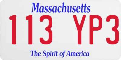 MA license plate 113YP3