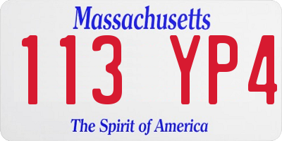 MA license plate 113YP4