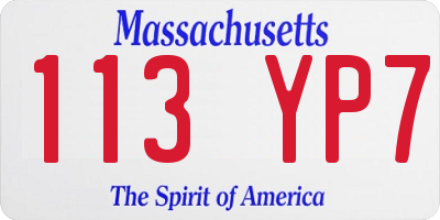 MA license plate 113YP7