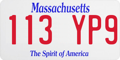 MA license plate 113YP9