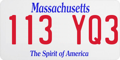 MA license plate 113YQ3