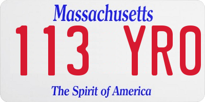 MA license plate 113YR0