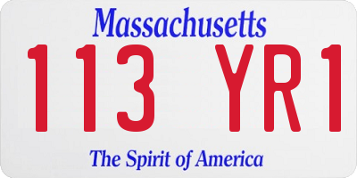 MA license plate 113YR1