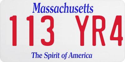 MA license plate 113YR4