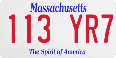 MA license plate 113YR7