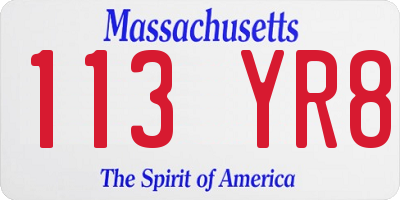 MA license plate 113YR8