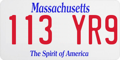 MA license plate 113YR9