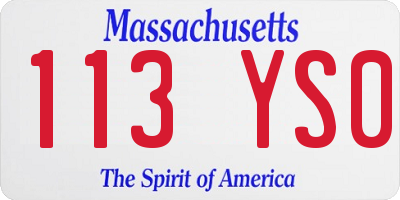 MA license plate 113YS0