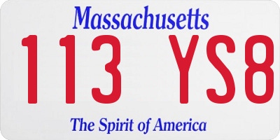 MA license plate 113YS8