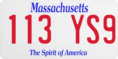 MA license plate 113YS9
