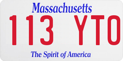 MA license plate 113YT0