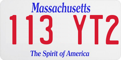 MA license plate 113YT2