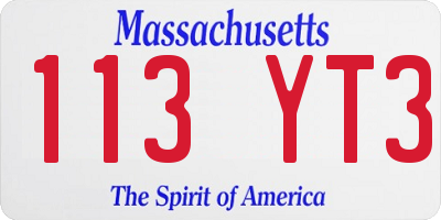 MA license plate 113YT3