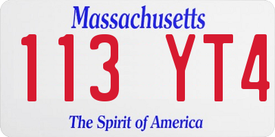 MA license plate 113YT4