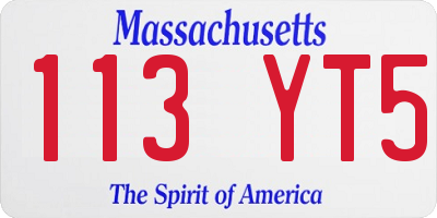 MA license plate 113YT5
