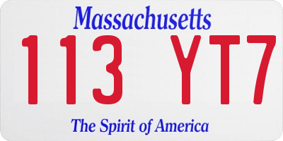 MA license plate 113YT7