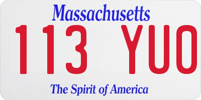 MA license plate 113YU0