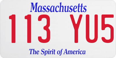 MA license plate 113YU5