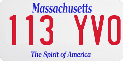 MA license plate 113YV0
