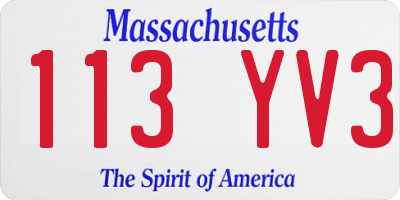 MA license plate 113YV3
