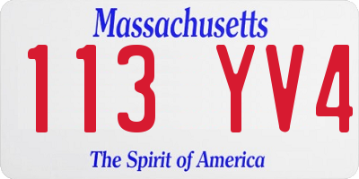 MA license plate 113YV4