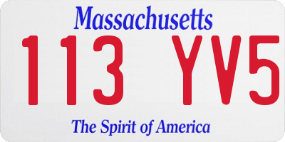 MA license plate 113YV5