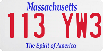 MA license plate 113YW3