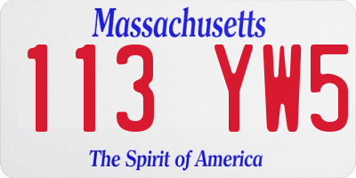 MA license plate 113YW5