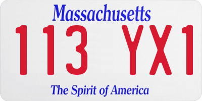 MA license plate 113YX1