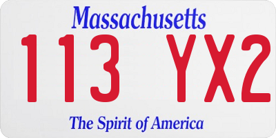MA license plate 113YX2